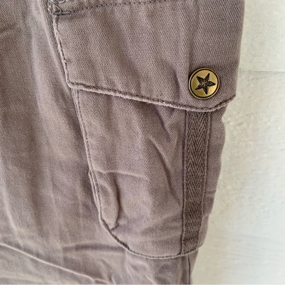 Da-Nang Cotton Cargo Pants S Wide Leg Grey TWW506 Drawstring Hem - Picture 3 of 7